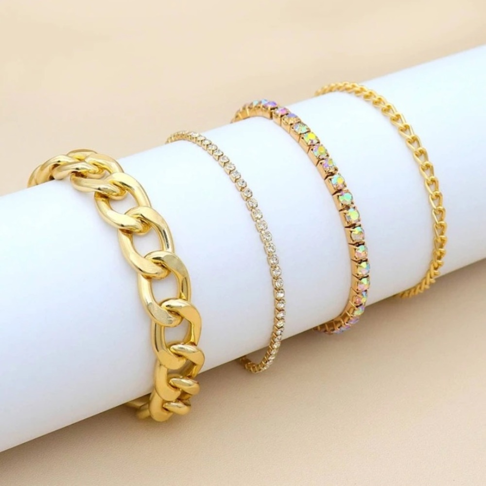 Chunky Gold Bracelet Set - Picture 2 of 3